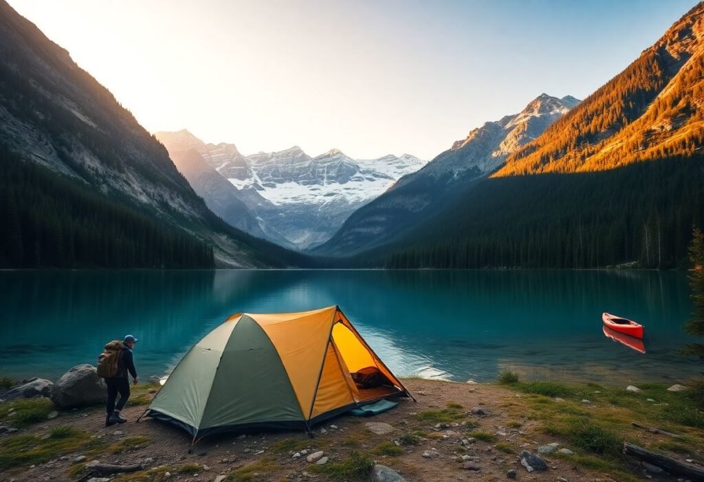 קמפינג ליד אגם הררי בלב טבע פראי בפארק הלאומי דורמיטור, מונטנגרו